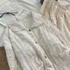 Pijama de Mujer Otoño Rosa Conejito Lindo con Ribete de Encaje con Almohadillas en el Pecho Manga Larga Pantalón Largo Ropa de Mujer Otros Conjuntos de Uniforme
