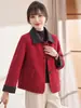 Novo Casaco de Lã Elegante Dupla Face para Mulheres, Roupa para Mãe de Meia-Idade e Idosa, Cardigan com Lapela, Top Elegante, Casaco Quente Espessado