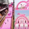 Ciervo Rosa Inflable Tobogán Ciudad Tobogán Seco Rafting Acuático Tobogán Extra Largo Equipo Inflable de Avance Fabricante
