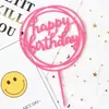 Cartão acrílico de bolo de aniversário vestido dourado cartão HB acrílico mesa de panificação layout rosa
