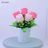 Maceta cónica pequeña para venta al por mayor, melocotón, naranja, plástico, planta acuática, arreglo floral, flor artificial, flor de seda, flor de mariposa, juego de Camelia
