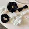 Scrunchie branco simples com vazados estilo coreano para mulheres, versátil e bonito para o uso diário, novo elástico de cabelo e acessório de cabelo