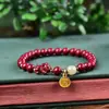 Pulseira de Areia Roxa Dourada de Alto Teor com Cinábrio para o Ano Novo para Mulheres, Pulseira de Areia Imperial para o Ano de Nascimento, Presente Pixiu de Dia dos Namorados para Namorada