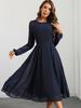 Vestido de renda sexy de manga comprida com costura de chiffon, comércio exterior europeu e americano, vestido de noite feminino AliExpress Amazon
