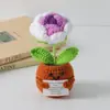 Flor de Tricô de Energia Positiva Transfronteiriça Planta em Vaso Produto Acabado Fio de Lã Flor de Simulação Ornamento de Mesa Boneca de Cartão de Mão