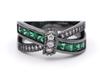 Jieling Nuevo Producto Transfronterizo Más Vendido Moda Negro Oro Conjunto Cruzado Anillo de Diamante Ópalo Circonita Anillo Geométrico Versátil