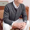 Comércio eletrónico transfronteiras: Coleção Outono/Inverno 2026 - suéter cardigã masculino espesso, malha de manga comprida, estilo casual