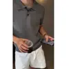 Estilo Old Money Polo de Punto con Cuello Henry Manga Corta para Hombre Verano Camiseta de Cuello Campana de Alta Calidad Retro Americano