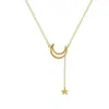 Collar de Estrella y Luna para Mujer, Gargantilla de Verano, Diseño de Nicho, Cadena para Clavícula de Estrella y Luna Estilo Ins, Collar Pequeño de Estrella de Acero de Titanio
