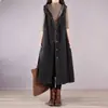 Primavera 2024 Nuevo Estilo Coreano talla extra chica rellenita Chaleco con Capucha sin Mangas Largo Holgado de Mezclilla para Mujer por Encima de la Rodilla