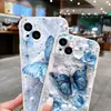 Aplicable a funda de teléfono Apple 18pro 17PROMAX Mariposa Azul TPU Funda Protectora IP16PRO Pétalos de Joya