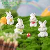 Enfeites de paisagem em miniatura, decorações de jardinagem, artesanato em resina, pequenos enfeites de mesa, coelhinhos de desenho animado fofos para DIY
