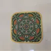 Novo Jogo Americano Quadrado Estampa de Linho Fino Absorvente Antiderrapante Porta Copos Mouse Pad 18*18cm