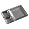 Plato de Acero Inoxidable Retro con Compartimentos, Plato para Condimentos, Plato Integrado para Salsa para Dipear, Plato para Snacks, Plato para Salsa de Res, Plato Plano, Plato para Barbacoa