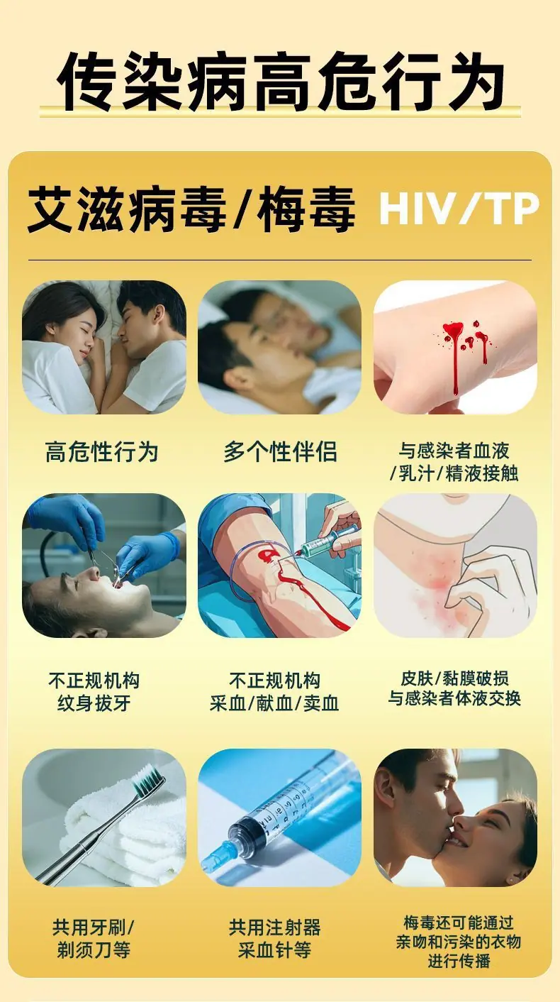 优禾康hiv艾滋四合一检测纸前四项四联卡梅毒乙丙肝自检试纸1人份