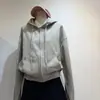 Moletom Amante MissThree Cor Tricolor Escovado com Cordão Capuz Jaqueta Moletom Feminina 26 Outono/Inverno Solto Casual Hoodie