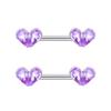 Atacado Em Estoque Europeu e Americano Aço Inoxidável Série Coração Zircônia Piercing de Mamilo Studs de Mamilo em Coração Joias de Piercing Corporal Par à Venda