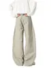 Ropa de Hombre Fengshe / Pantalones Casuales de Acero Curvo Retro Americano, Rectos Holgados de Trabajo, Pierna Ancha, Hasta el Suelo, Estilo Delgado de Verano