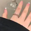 Anillo abierto de junta de bambú con circonita microincrustada para mujer, diseño de nicho de lujo ligero, sensación de alta gama, anillo para el dedo índice, estilo minimalista y fresco