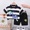 Traje de ropa de verano para niño estilo coreano moderno bebé niños a rayas dibujos animados excavadora manga corta ropa infantil bebé de un año Ropa de verano
