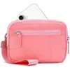 Carteira de Pulso Feminina Nova da Amazon Carteira Acolchoada de Nylon com 3 Bolsos com Zíper Suporta Porta-Cartão de Viagem
