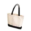 Bolsa de Lona Logo Estampado Sacola de Compras Bolsa de Lona Estampa Grande Capacidade Estudante Costura Inferior Sacola Tote