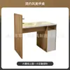 Conjunto de mesa e cadeira para salão de unhas, mesa de manicure para uma pessoa com gavetas de armazenamento, suporte para esmaltes, mesa de manicure moderna em madeira natural e creme