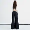 Jeans acampanados cropped de color azul claro para mujer, nueva colección de principios de otoño 2026, pantalones sencillos casuales de caída libre hasta el suelo