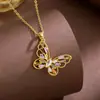 Colar Borboleta de Zircônia Colorida Design de Moda Hip-Hop Personalizado para Mulheres Moda Cool de Nicho Colar de Alta Qualidade para Mulheres