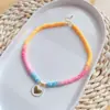 1 Collar con Colgante de Moda para Mujer de Cerámica Blanda de Colores Bohemios con Perlas Colgante de Corazón Chapado en Oro de 18K