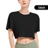 Esportes transfronteiriços Roupas de ioga Ice Silk Nu Corrida ao ar livre Manga curta Cor sólida Simples Curta Solta Yoga T-shirt para mulheres