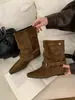 []Nueva colección otoño/invierno 2026: Botas western para mujer de estilo retro europeo y americano, que aumentan la altura, con punta cuadrada, hebilla de cinturón y cañas altas.