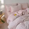 Novo Estilo Fresco 100% Algodão Puro Gaze de Oxigênio Dupla Camada Conjunto de Quatro Peças Super Macio Estilo Lençol de Baixo com Elástico para Dormir Nu
