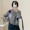 Nuevo Suéter Abrigo de Punto Holgado para Mujer Estilo Coreano Perezoso Estilo Universitario de Gama Alta con Patrón de Diamantes y Cuello Polo