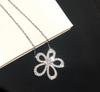 Xiaohongshu viver popular estilo coreano clavicle cadeia girassol cinco pétalas colar cinco flores diamante completo colar de zircão para as mulheres