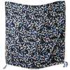 Lenço de Mão Simples Elegante Estilo Japonês Algodão Fresco e Linho Lenço de Seda Fio de Bali Base Azul Marinho Xale com Folha de Árvore e Flor Lenço de Seda para Mulheres