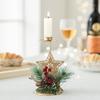Castiçal de Natal de Ferro Dourado Pinha Decoração de Mesa para Janela Decoração de Natal Arranjo de Atmosfera Bandeja de Vela