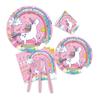 Amazon Unicornio Arcoíris Fiesta de Cumpleaños Plato de Papel Desechable Vaso de Papel Servilleta Cuchillo, Tenedor y Cuchara Traje Venta al Por Mayor de Fábrica