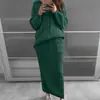 Aliexpress Ropa Nueva de Mujer Otoño e Invierno Amazon Wish Moda Europea y Americana Suéter de Punto Retorcido con Flor Falda Traje Stock Disponible