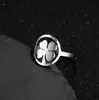 Anillo de Acero Inoxidable con Sentido del Diseño y Temperamento de Nicho, Anillo Redondo Geométrico de Hoja de Árbol Estilo Coreano Joker de Moda en stock