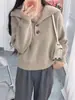 Suéter Tricô Soltinho Estilo Coreano Novo Outono/Inverno 2026 com Gola Grande, Pulôver Casual para Mulheres