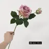 Flor artificial de alta calidad estilo europeo ramo de rosas de borde tostado retro de 2 cabezas accesorios de decoración de boda flor artificial flor artificial transfronteriza