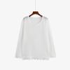 Blusa Fina de Gola Redonda Plus Size para Mulheres com Tricô Patchwork de Renda Estilo Verão 2026 Camisa Básica Solta para Mulheres Plus Size 22919