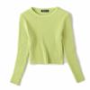 Otoño e Invierno Nuevo Moda Europea y Americana para Mujer Color Sólido Color Caramelo Base Cuello Redondo Top de Punto W4881 Manga Larga