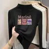 Camada de base de fleece escovado da moda para meninas, outono e inverno, para crianças mais velhas, com estampas de desenhos animados fofas, top quente de manga comprida