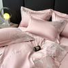 Juego de cama de cuatro piezas de bordado de alta gama con lijado Clase A, algodón agradable a la piel, lujo ligero, funda de edredón de alta gama, protector de cama, grupo de compra de regalo 4