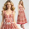 Vestido strapless estampado vintage tridimensional 2026 transfronterizo con espalda elástica y falda de cintura alta