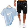 Traje deportivo informal de manga corta con camiseta de manga corta y parte superior de algodón para hombre de verano transfronterizo en stock