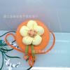 Bolsa de Concha Hecha a Mano con Flores de Dibujos Animados Transfronteriza, Bolsa Tejida de Girasol para Niños, Bolso de Paja Casual para Hombro de Viaje