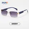 Nuevas Gafas de Sol Cuadradas para Mujer, Gafas de Sol Sin Montura Modernas y de Alta Gama, Gafas de Sol Ligeras de Lujo Anti-UV